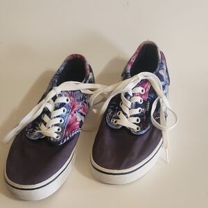 Vans Women's Purple Canvas Floral Low-Top Sneakers